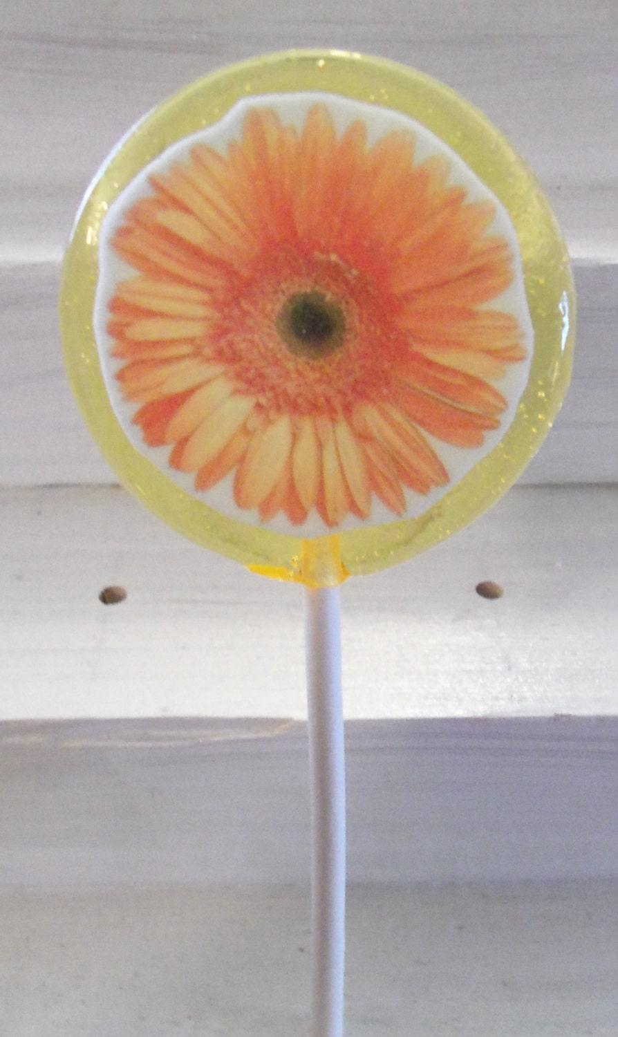12 Handmade Gourmet Candy Lollipops with Multi Color Daisy Edible Images  / Very Unique