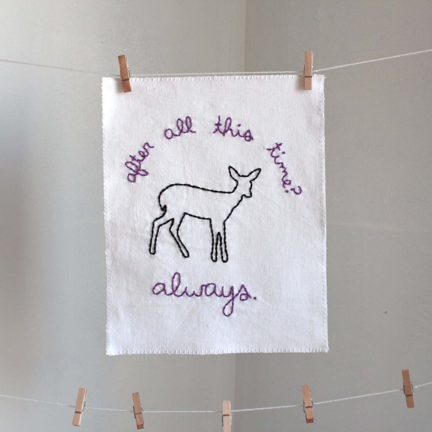 Snape's doe patronus & Harry Potter quote hand embroidered illustration
