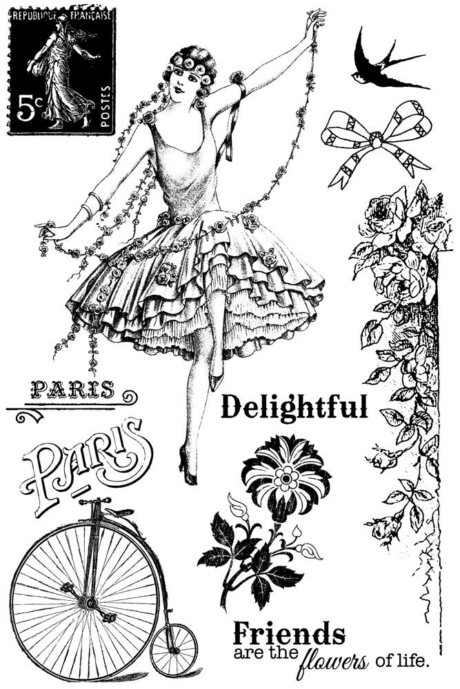 Divine Set of Cling Stamps by Jodie Lee for Prima Marketing 950545