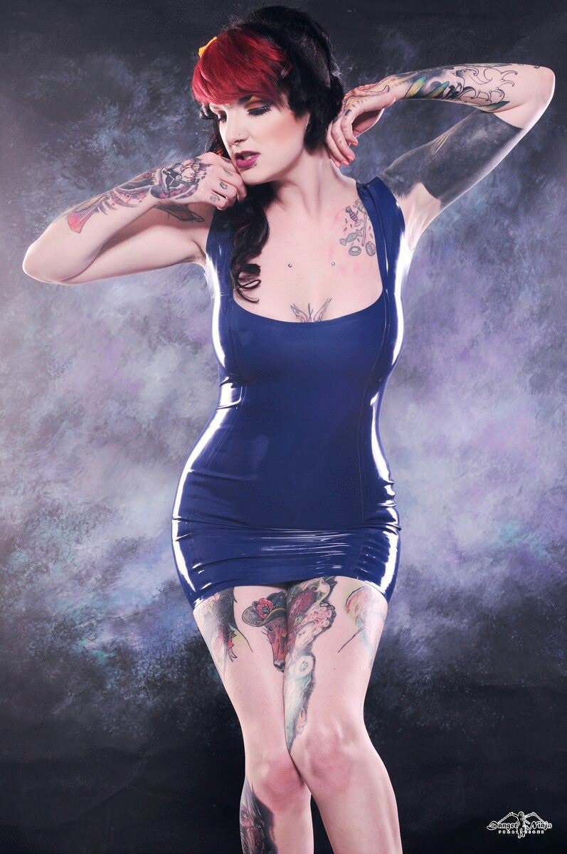 Square Neck Latex Tank Dress
