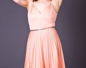 70s Vintage Pretty Pleated Sundress in Peach