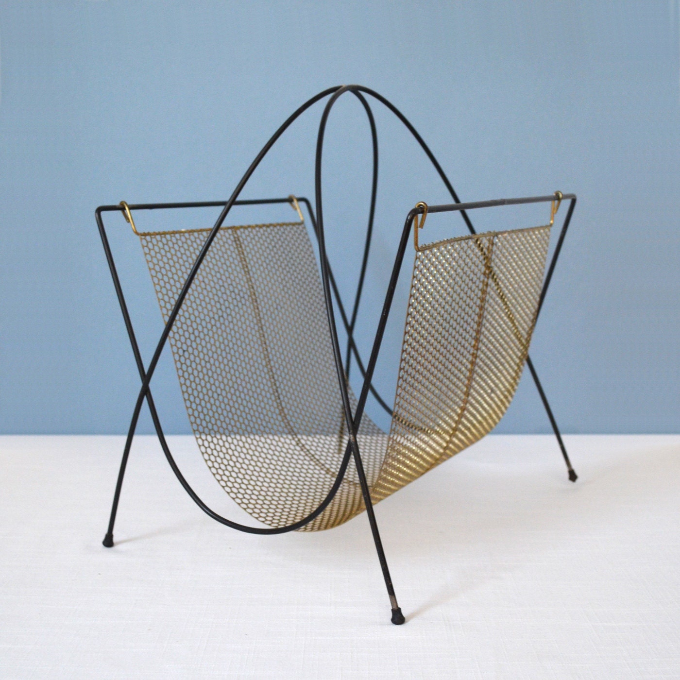 Vintage Mid Century Metal Magazine Rack