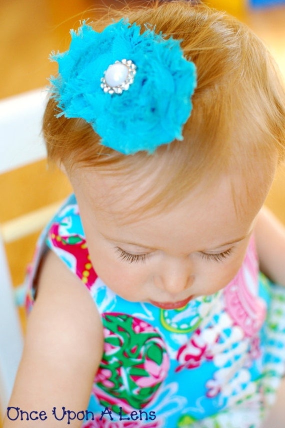 Turquoise Hair Clip, Turquoise Blue Double Shabby Clip, Blue Shabby Clip, Navy Shabby Bow
