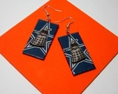 Dr Who Dalek Earrings. Comic Capture. Time Lord. Marvel Comics. Upcycled Recycled Comic Collage. Time Travel. Wood Base.