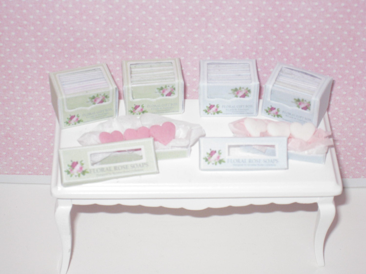 Floral Rose Set of cards, Soap Box & Hexagonal gift box with hand creams.