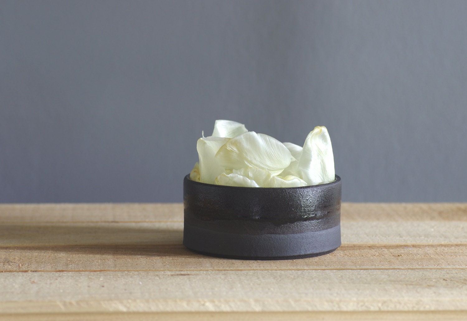 black stoneware open cellar , modern dish . black colored stoneware minimalist ceramics by vitrifiedstudio