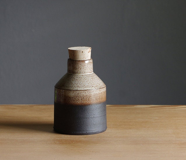 MTO modern pottery bottle. black stoneware spice bottle. pottery ceramic modern minimal simple