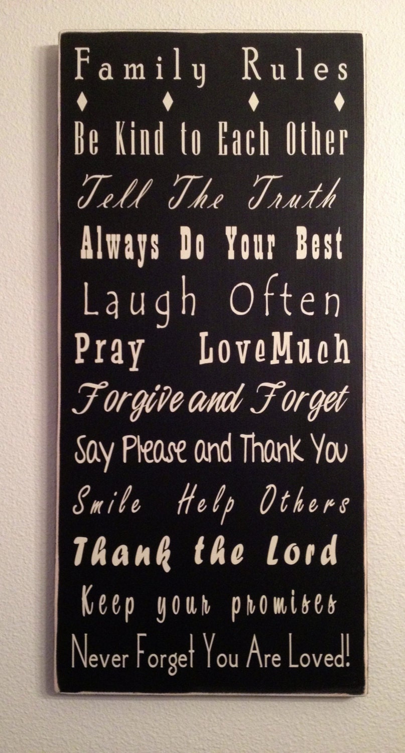 Family Rules Sign/Wall Hanging-Subway-Typography