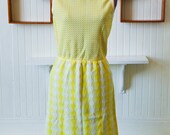 Vintage 70s 60s Dress / James Kenrob Lemon Yellow Mod Sundress / Spring Sleeveless Knit
