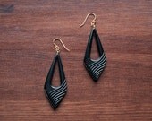Vintage Geometric Earrings - Black and Gold