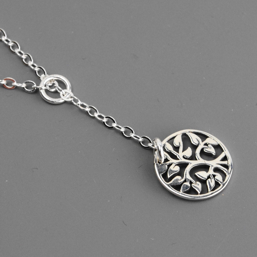 Sterling Silver Tree of Life Necklace, Mom Jewelry,  Lariat Necklace, Family Tree Jewelry,  Sterling Silver Jewelry Handmade