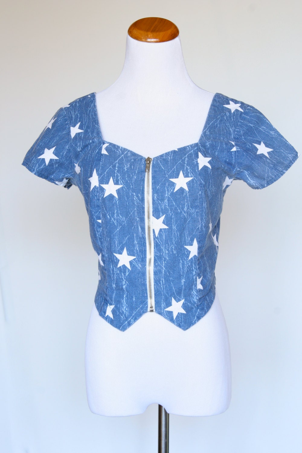 90's Vintage Shirt, Blue and White Stars Shirt, 4th of July Shirt