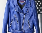 AMAZING Cobalt Blue Leather Motorcycle Jacket