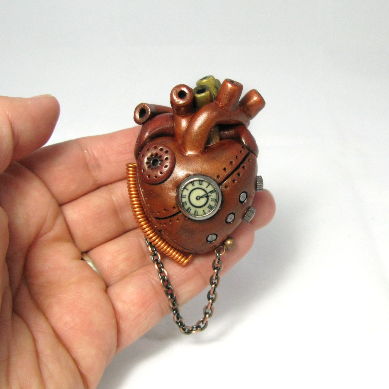 Anatomical Heart - Industrial Heart - Steampunk Heart - The Original "Coppernopolis"  - Revamp - Pendant / Necklace