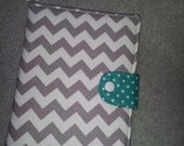 Standable Ipad Mini, Kindle Fire, Kindle Paper white, Nook cover,  eReader Cover, Gray and White Chevron Made to order