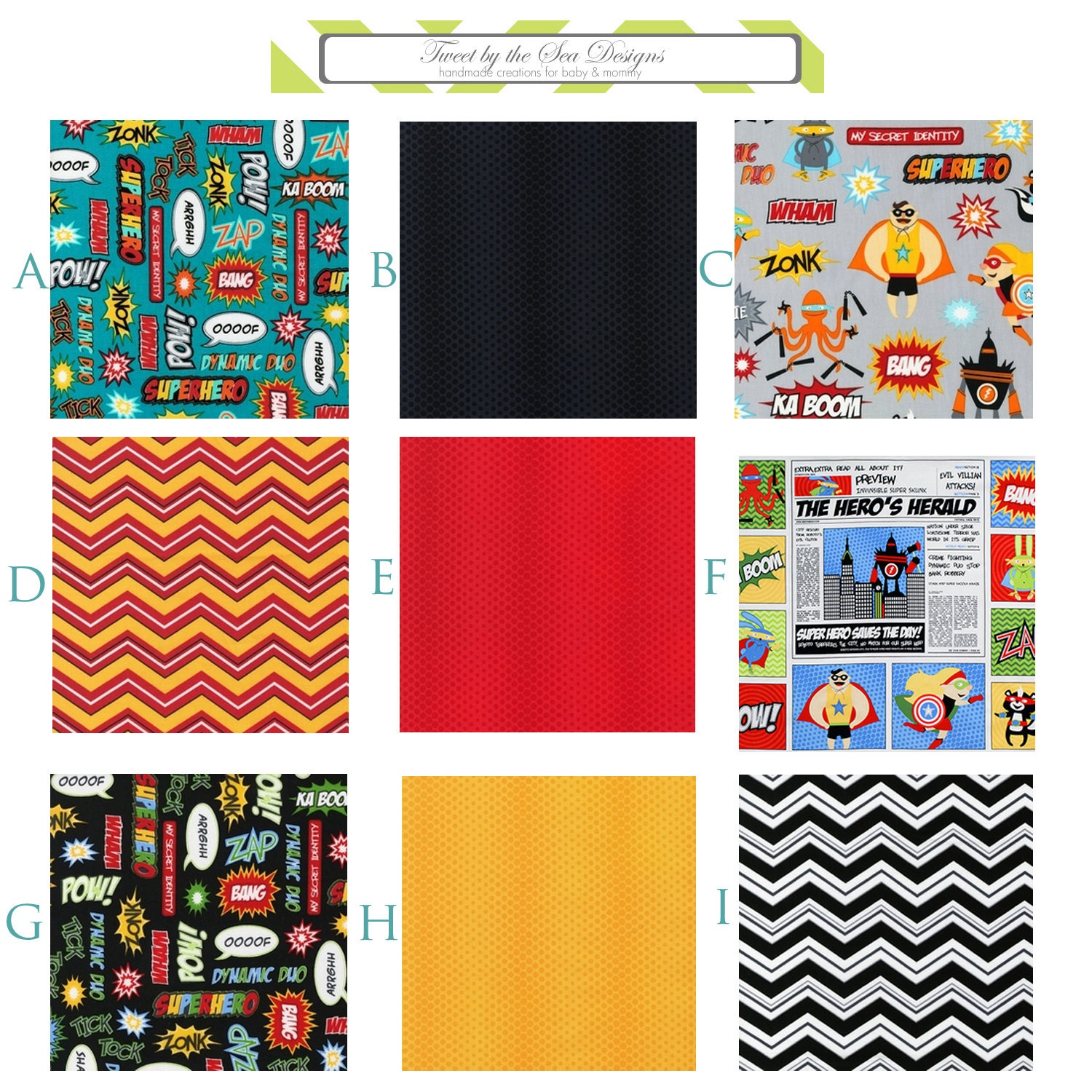 Custom 3 piece Nursery Set--Crib Sheet, Crib Skirt, and Changing Pad Cover (Superhero)