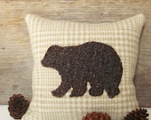 Decorative Balsam Pillow / Brown Bear Pillow / Wool Pillow / Rustic Camp Pillow / Six Inch Pillow - AwayUpNorth