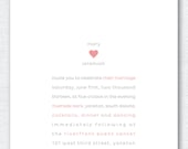 Wedding Invitation Set - Simple Pink Heart