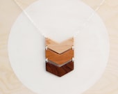 Natural Wooden Ombre Chevron Necklace