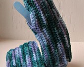 Lavender Teal Blue Purple Fingerless Gloves, Ribbed, Colorful, Crochet, Multi colored