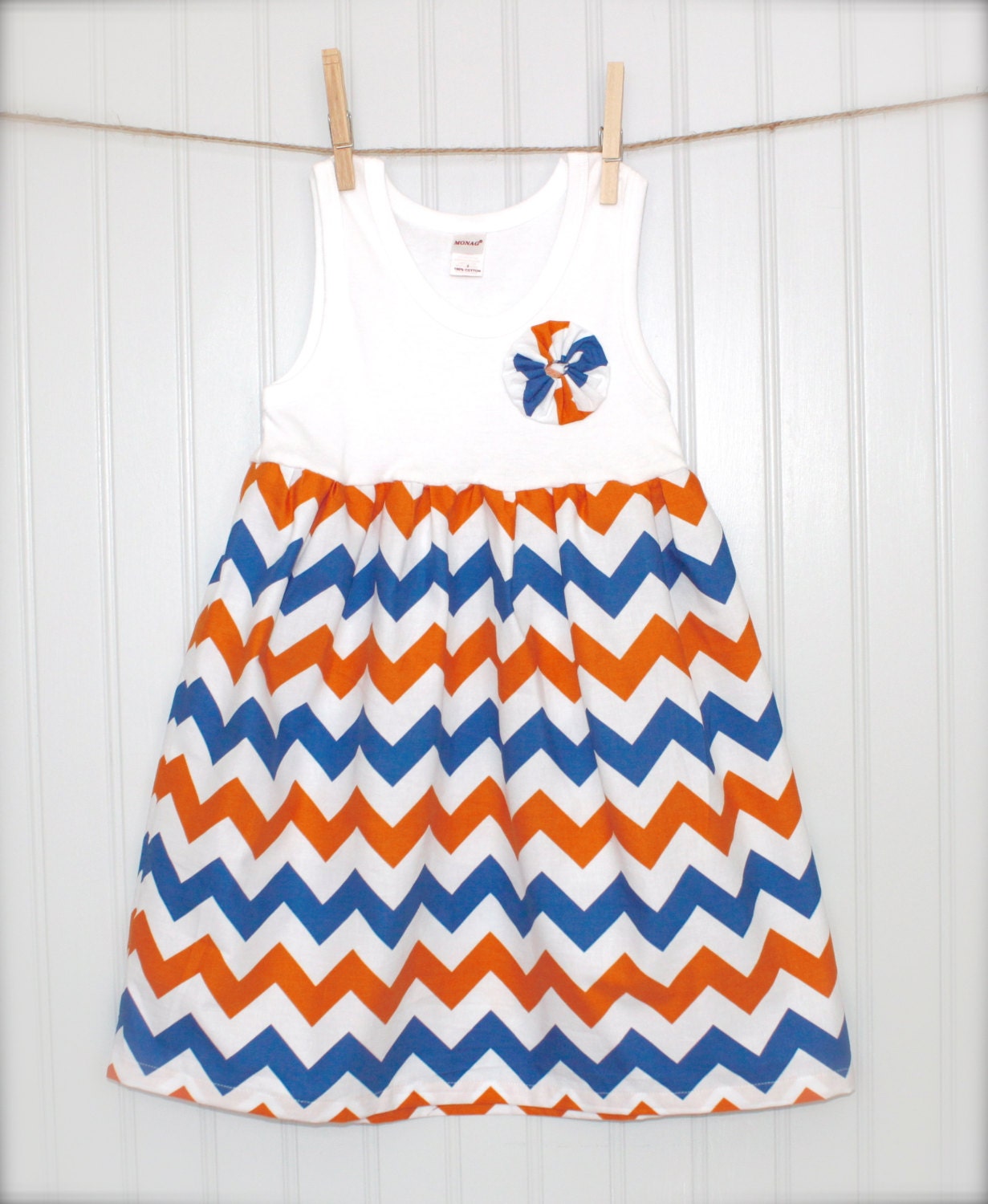 CHOOSE YOUR TEAM colors - girls chevron tank dress - sizes 6mo- 6