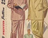 40s Simplicity Sewing Pattern Men's Pajamas Two Piece Sleep Set Lounge Pants Boyfriend Shirt Retro Pjs Size Small