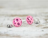 PINK CHEETAH - Animal Print Shimmer Post Earrings by Blissful Bird Studio