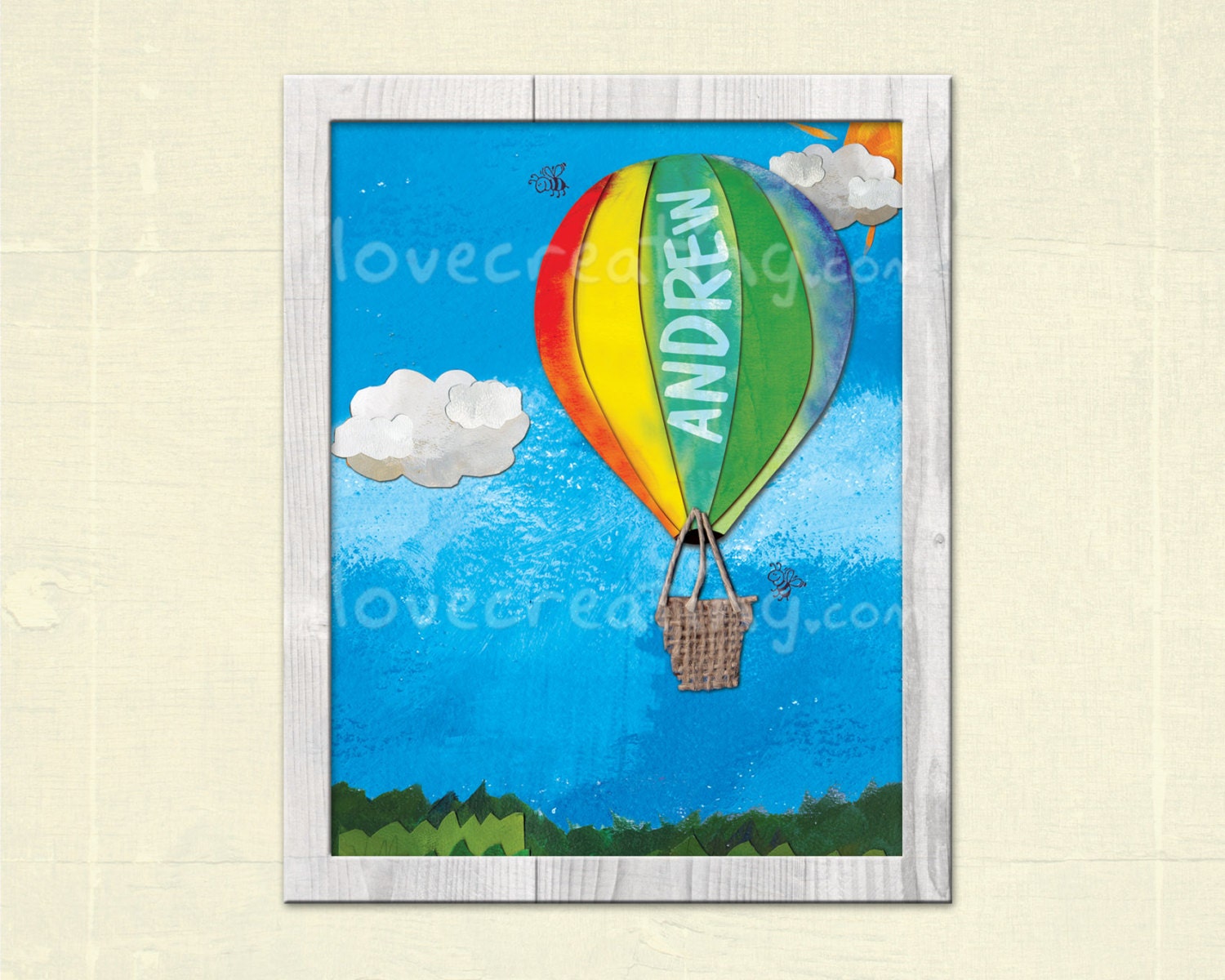 Hot Air Balloon Art Print for Kids Room Decor Colorful Wall Art for Children Boys and Girls