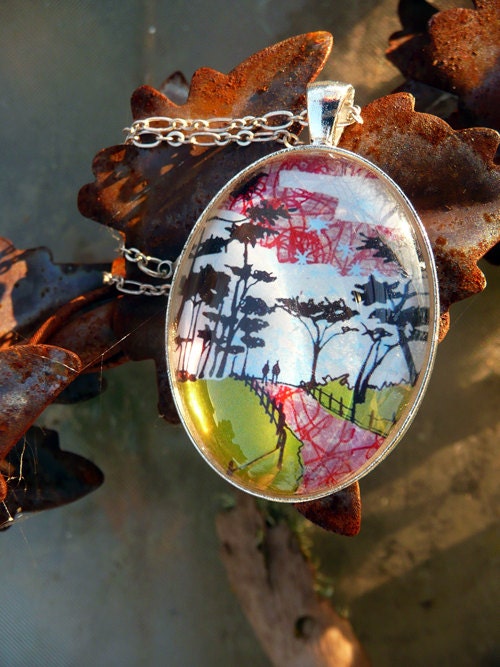 Walk to the Water, Oval Pendant Necklace
