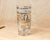 Vintage Montana Souvenir State Glass, w/ Turquoise / Gold Landmark Graphics