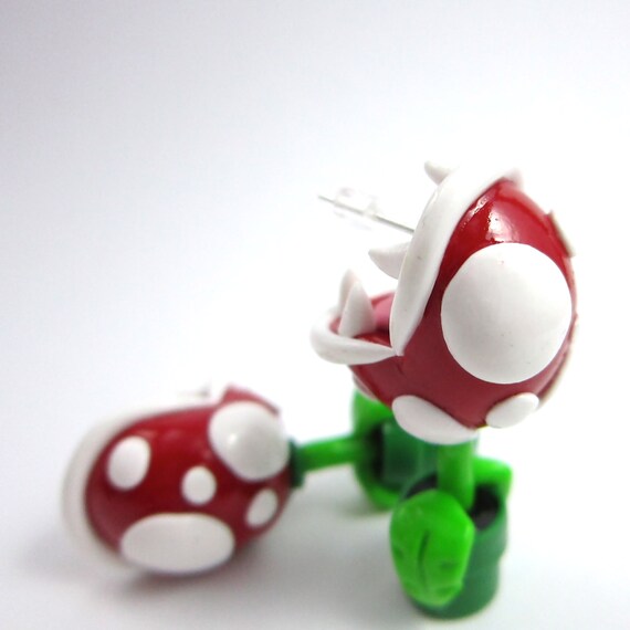 Piranha Plant earrings inspired from Mario Brothers