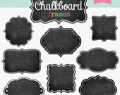 8 Chalkboard Frames Clipart - For Personal and Commercial Use