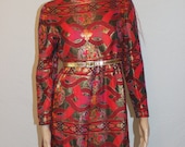 Vintage 1970's Junior Accent Brocade Dress Size 12
