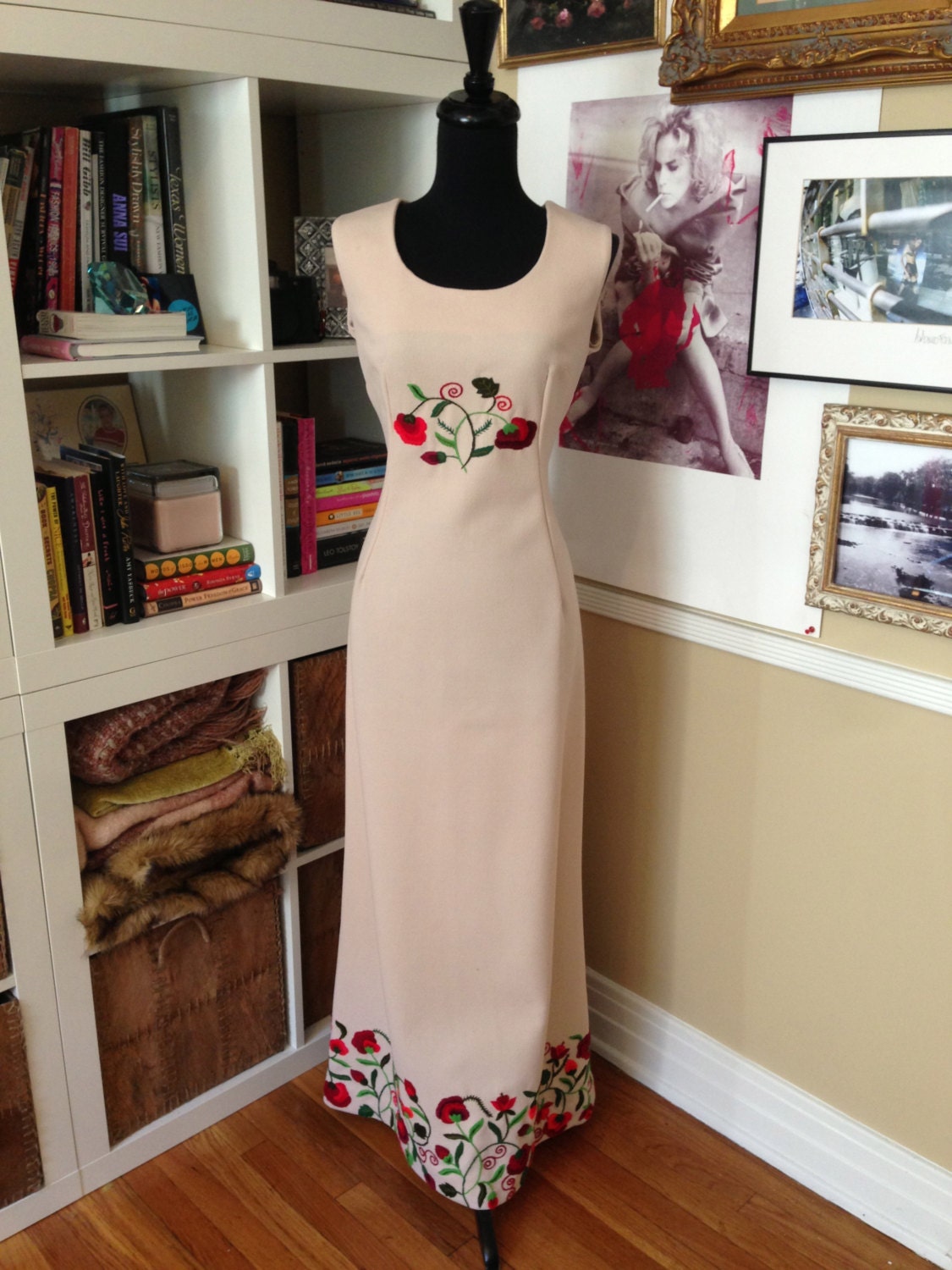 vintage 70's embroidered tank dress