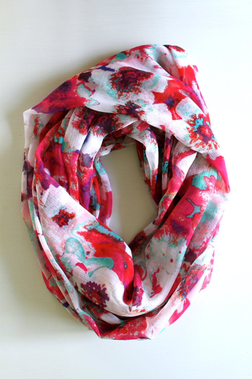Pink Infinity Scarf, Colorful Flower Scarf, Fashion Scarf