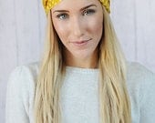 Polka Dot Head Wrap Stretchy Headband - Yellow Head Scarf Women's wide hair band urban turban head wrap headband