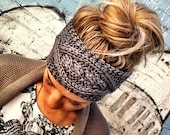 Gray Cable Knitted Headband Ear Warmer Grey Turband Style EXCLUSIVE Cozy Pinterest Favorite Women's Knit Fashion Hair Accessories