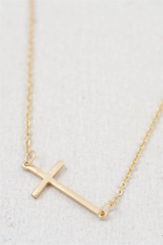 Gold Sideways Cross Necklace Kelly Ripa Sideways Cross Necklace Horizontal Cross Necklace Women's Fashion Jewlery