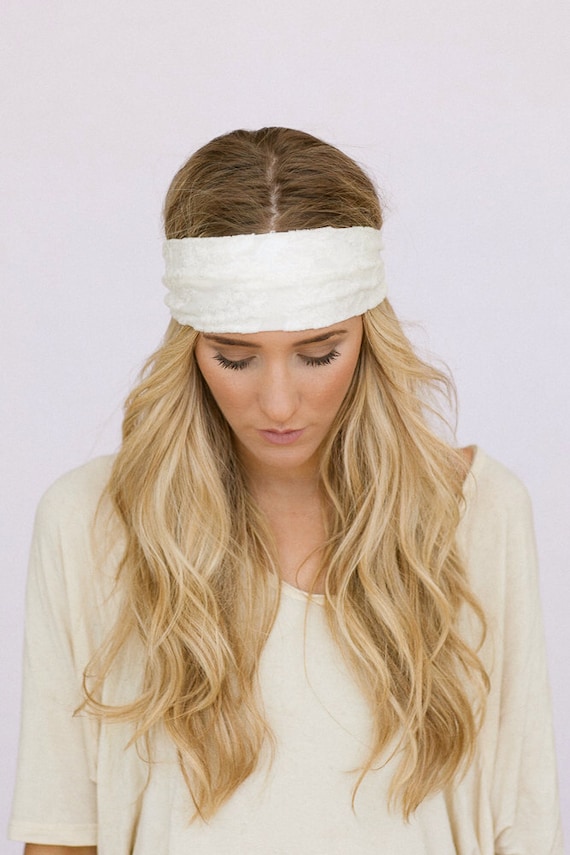 Ivory Jacquard Headband Easy Hair Do Accessory Women's Hair Band Stylish Fashion Turban Wide Jersey Textured Handmade Hair Fashion Headband