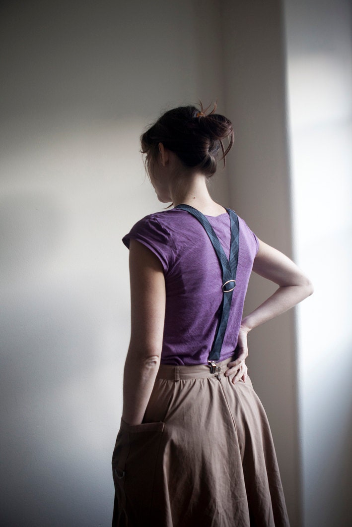 Suspenders handmade original in charcoal grey and black