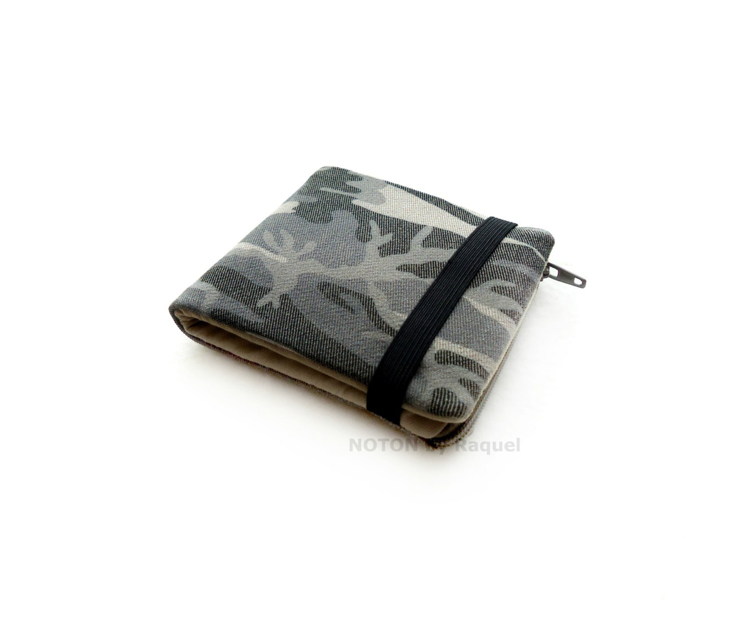 Mens Billfold Wallet in Camouflage Light Fabric, zipper bifold wallet, hipster bilfold wallet, gifts for him, mens accessories