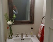 24x30 Rustic Industrial Eco Decor Reclaimed Wood Bathroom Mirror - finished framed farmhouse mirror