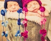 Twin Hats, Newborn Twin Photo Prop, Boy Hat, Girl Hat.