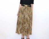 Vintage cheetah high waist palazzo pants / maxi skirt / animal print / 90s