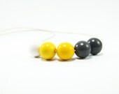 Yellow Grey White Handmade Round Beads Polymer Clay Necklace - Geometric Jewelry - Necklace for Women - Chunky Bubble Beaded Necklace