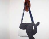 Whale Bag Messenger Tote Novelty Purse Upcycled Handmade Unique OOAK