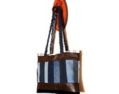 Upcycled Denim Tote Bag Eco-friendly Two-Sided Design Handmade Unique