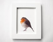 Red Robin 2, Spring, Geometric, Minimal, Bird print, Original illustration, Art, A4, A3, A5, Custom sizes