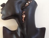 Wire wrapped jewelry, handmade wire wrapped jewelry, Ear Cuff and earrings, handmade wire wrapped earrings