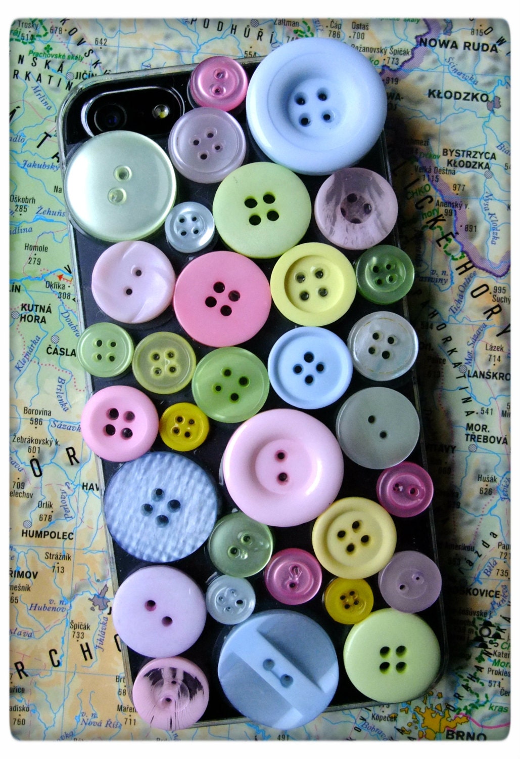 Pastel, button, iPhone 5 case/cover - fun gift
